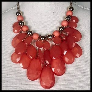 Coral & Gold Statement Necklace